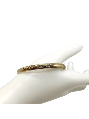 Vintage Mexican 925 Sterling Silver Gold-Plated Floral Etched Bangle Bracelet 12